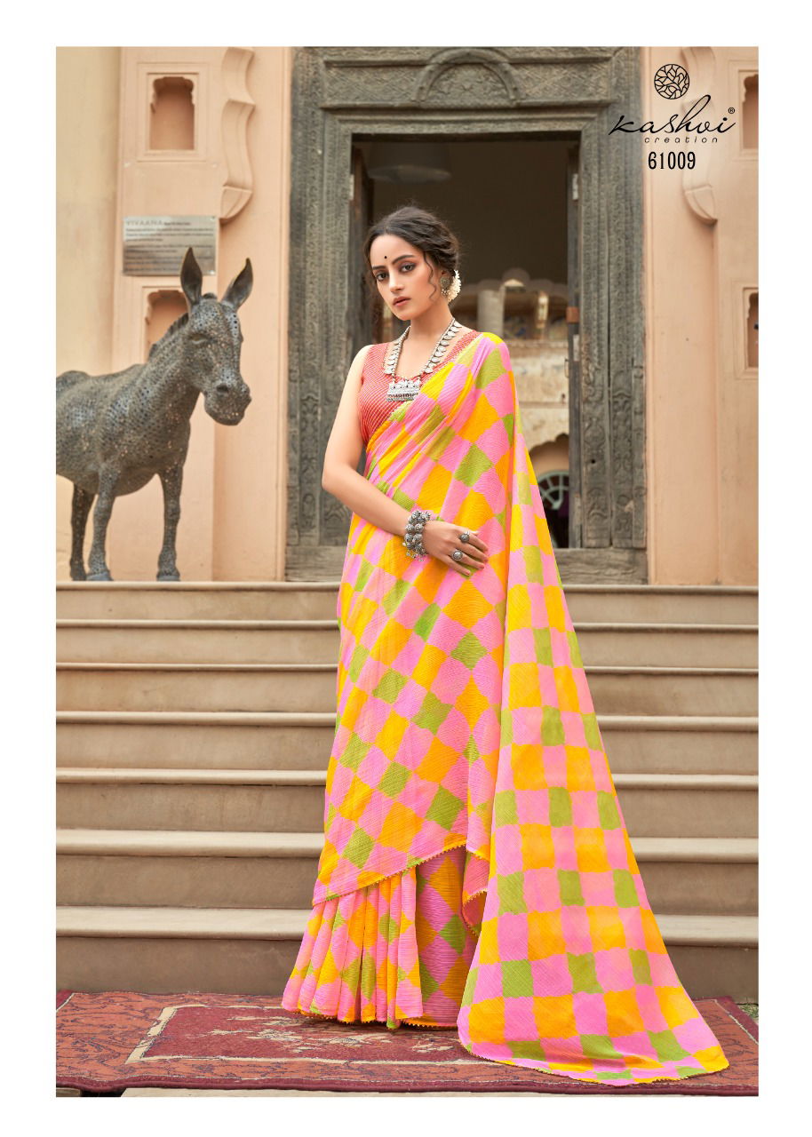 Kashvi Tanishq Fancy Printed Designer Chiffon Ethnic Wear Saree Collection 